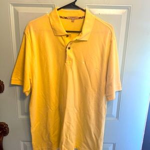 Burberry London Polo men’s size large yellow with Plad trim